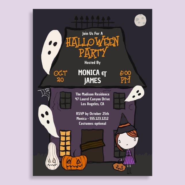 Söt Halloweenfest Spökhus  Inbjudningar (Skapare uppladdad)