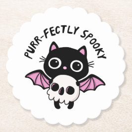 Söt halloweenfladdermus-katt - Purr-fectly skräckf Underlägg Papper