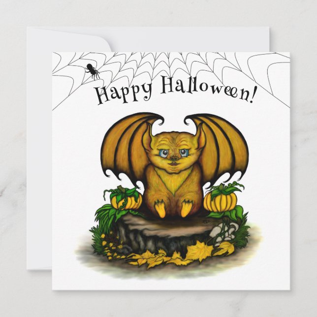 Söt halloweenfladdermus kort (Framsida)
