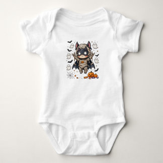 Söt halloweenfladdermus-mumie med pumpa t shirt