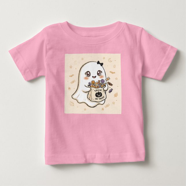 Söt Halloweenghost  T Shirt (Framsida)