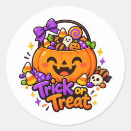 Söt Halloweenklistermärke med pumpagodis för trick Runt Klistermärke