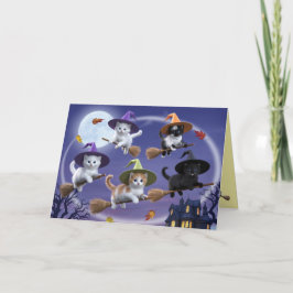 Söt Halloweenkort med häxkitten Helgkort