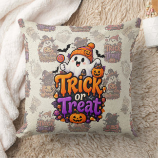 Söt Halloweenkudde med trick or treat-spöke Kudde