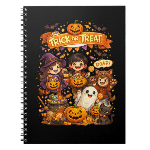 Söt Halloweennotebook med trick or treat för barn Anteckningsbok