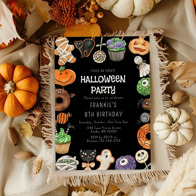 Söt Halloweentrick eller födelsedagsfirande Inbjudningar (Skapare uppladdad)