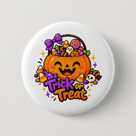 Söt Halloweentröja med Pumpa Godis Knapp
