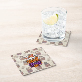 Söt Halloweentröskande spök Halloween Canvas Print Underlägg Papper Kvadrat