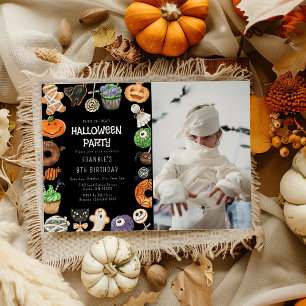 Söt Halloweentröskel Födelsedagsfoto Inbjudningar