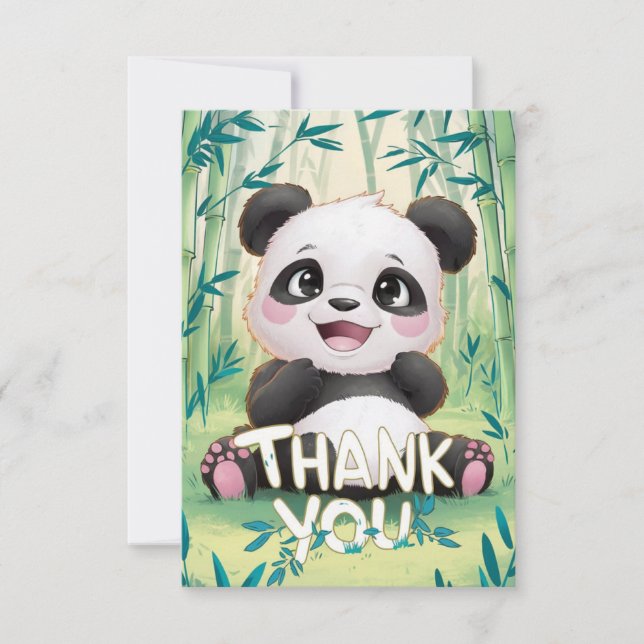 Söt Hälsning Panda Tack Kort (Framsida)