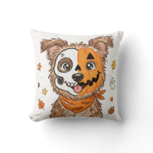 Söt halv skelett halv pumpa hund Halloween-färg