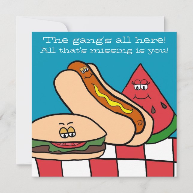Söt Hamburgare och Hot Dog Grillfest Inbjudningar (Framsida)