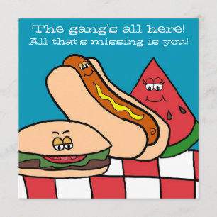 Söt Hamburgare och Hot Dog Grillfest Inbjudningar