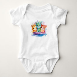 Söt hamster baby bodysuit – Färgrik tecknad stil T Shirt