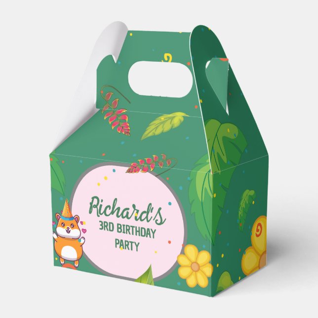 Söt Hamster Botanisk Temafest för Barns Födelsedag Presentaskar (Framsidan Sidan)