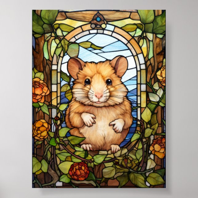 Söt hamster glasad fönsterdesign poster (Framsidan)