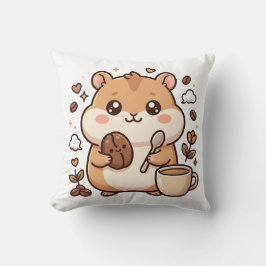 Söt hamster kaffe kastkudde kudde