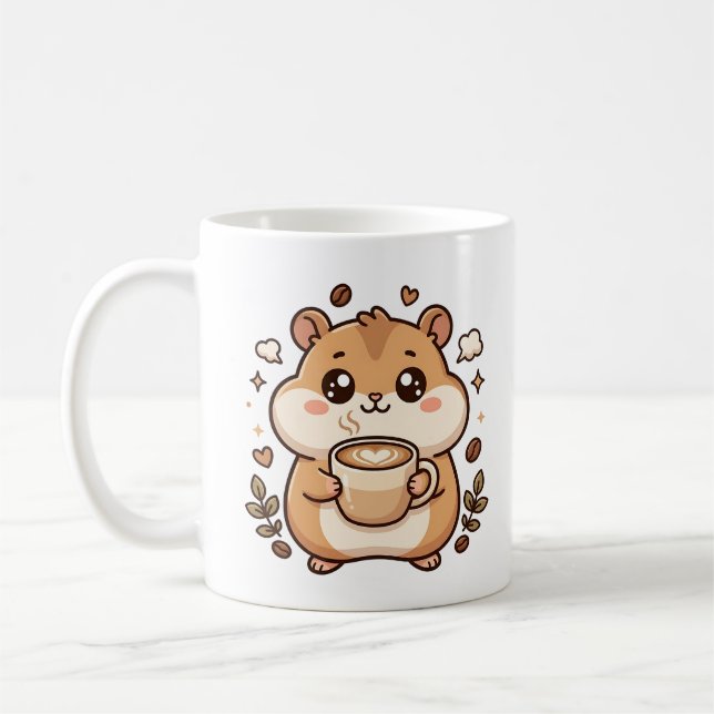Söt Hamster Kaffe Mugg Latte Kram (Vänster)