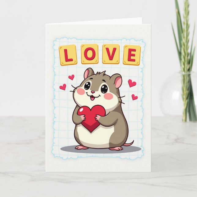 Söt Hamster Kärlek Hjärtkort Kort (Framsida)