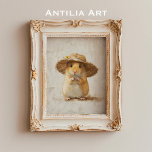 Söt hamster-målning bondgård fantasifullt djur poster