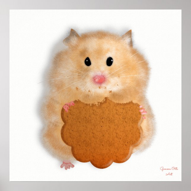 Söt hamster med kakor konst Illustration. Poster (Framsidan)