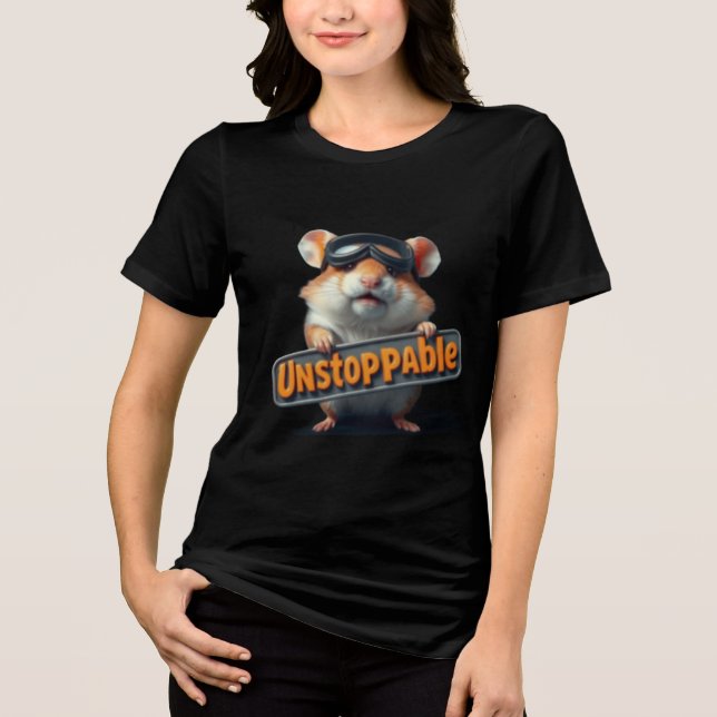 Söt hamster “Obestoppbar” – Kawaii Motivation T Shirt (Framsida)