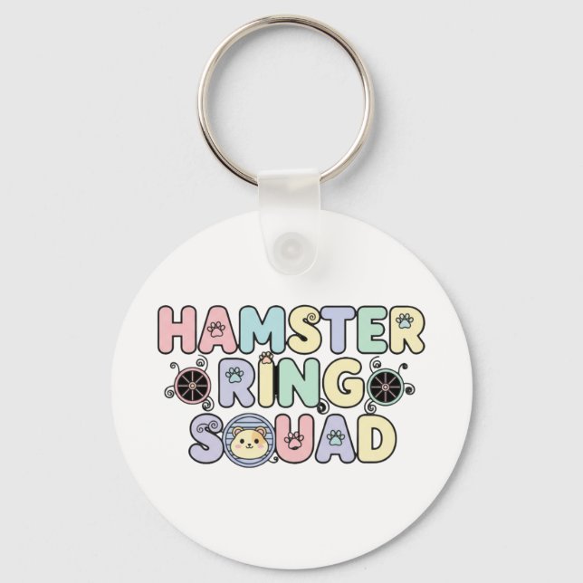 Söt Hamster Ring Squad Pastell Design Nyckelring (Framsida)