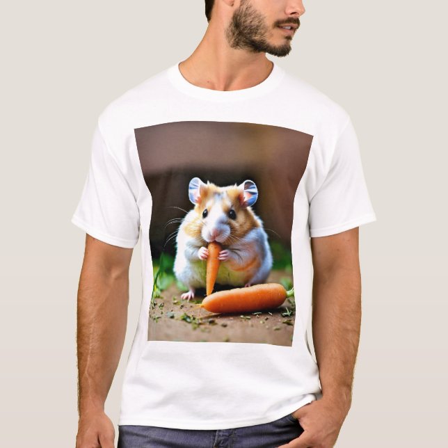 Söt hamster som äter morot Grafisk konst T Shirt (Framsida)
