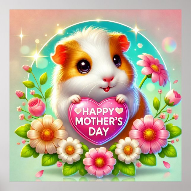 Söt hamster som firar mors dag poster (Framsidan)
