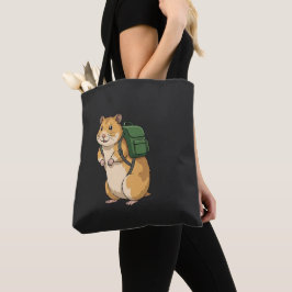 Söt hamster-vandrare med ryggsäck tygkasse