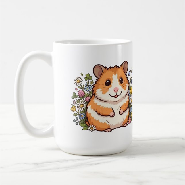 "Söt hamster & vilda blommor Tvåton Kaffemugg (Vänster)