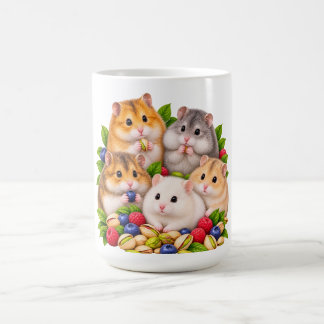 Söt hamsterfamilj med bär och pistasch Mu Kaffemugg