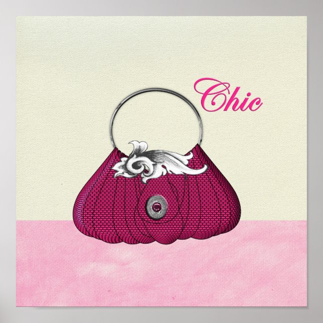 Söt Hand Bag Girly Rosa Mode Poster Skriv ut (Framsidan)