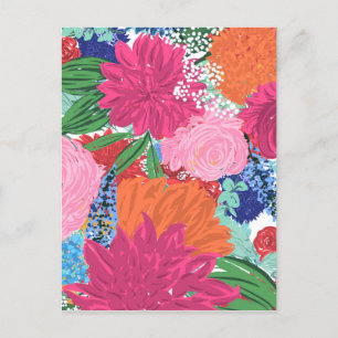 Söt Hand färgade blommor Helg Vykort