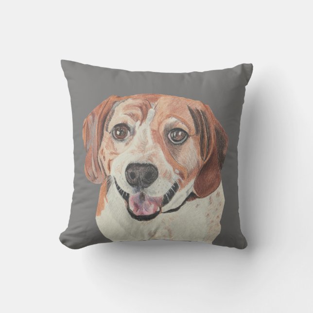Söt Hand plockade Beagle Dekorativ kudde (Framsida)