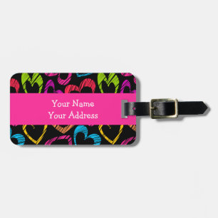 Söt hand plockade-hjärtan Luggage Tag Bagagebricka