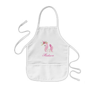 Söt Hand plockade Rosa Unicorn Barn Apron HP Barnförkläde