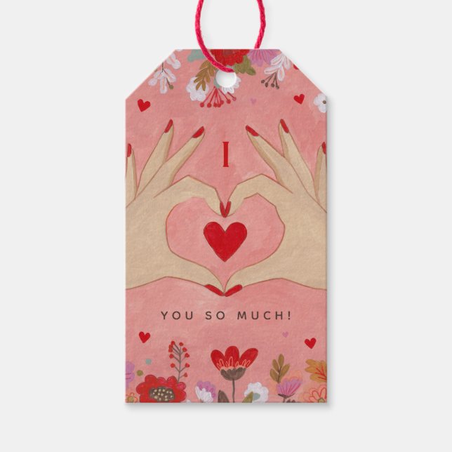 Söt Händer i Kärlek Sign Valentine Presentetikett (Framsidan)
