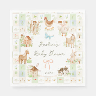 Söt handmålad Grandmillenial bondgård baby shower Pappersservett