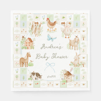 Söt handmålad Grandmillennial bondgård baby shower Pappersservett