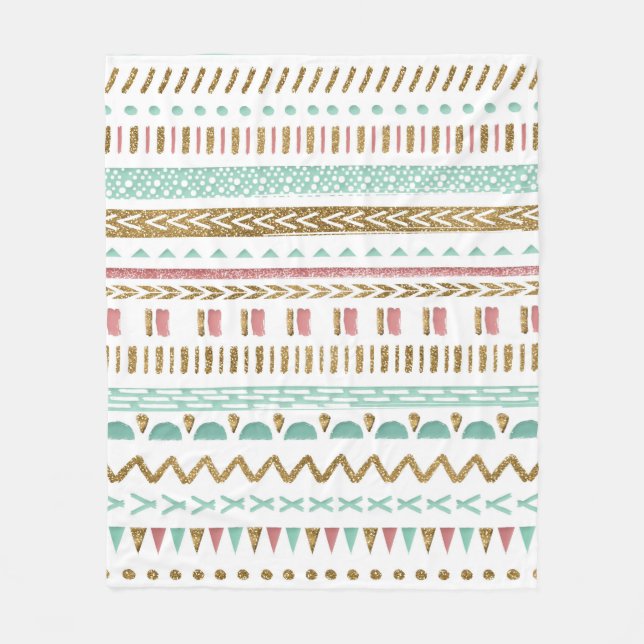 Söt handmålarter Aztec-geometrisk utformning Fleecefilt (Framsidan)