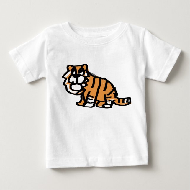 Söt Handritad Bebis Tiger Tecknad Barn T-Shirt (Framsida)