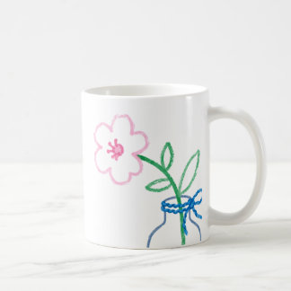 Söt handritad blomma i vas kaffemugg