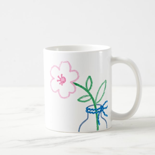 Söt handritad blomma i vas kaffemugg (Höger)