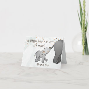 Söt Handritad Elefant Lilla Jordnöt Tack Kort