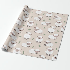 Söt handritad får och lamm gårdsdjur presentpapper