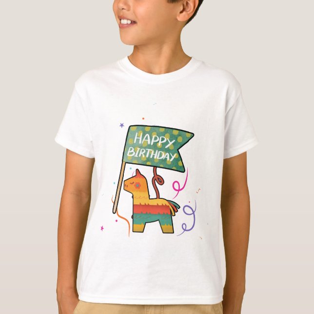 Söt Handritad Födelsedags- T Shirt (Framsida)