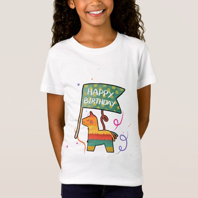 Söt Handritad Födelsedags-  T Shirt (Framsida)