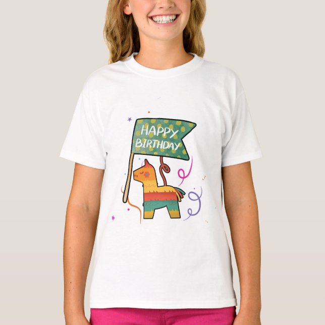 Söt Handritad Födelsedags-  T Shirt (Framsida)
