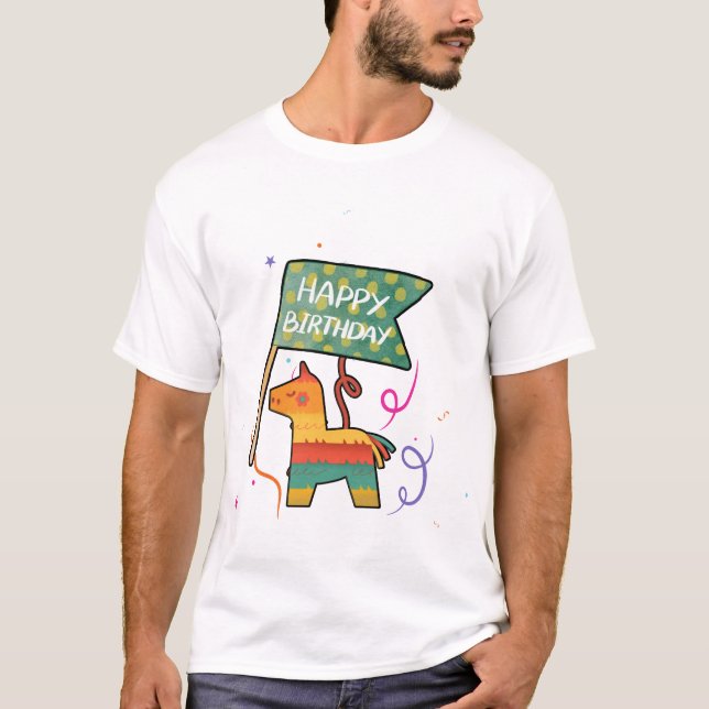 Söt Handritad Födelsedags- T Shirt (Framsida)